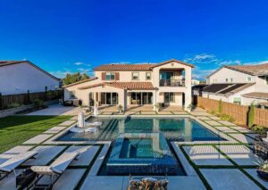 Fiberglass swimming pool luxury backyard Sacramento